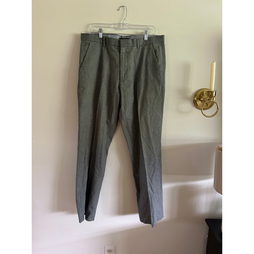 Banana Republic Mens 35x32 Straight Fit Grey Cotton Chino Dress Pants RN 54023